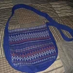 Eddie Bauer Blue and White Patterned Crossbody Bag